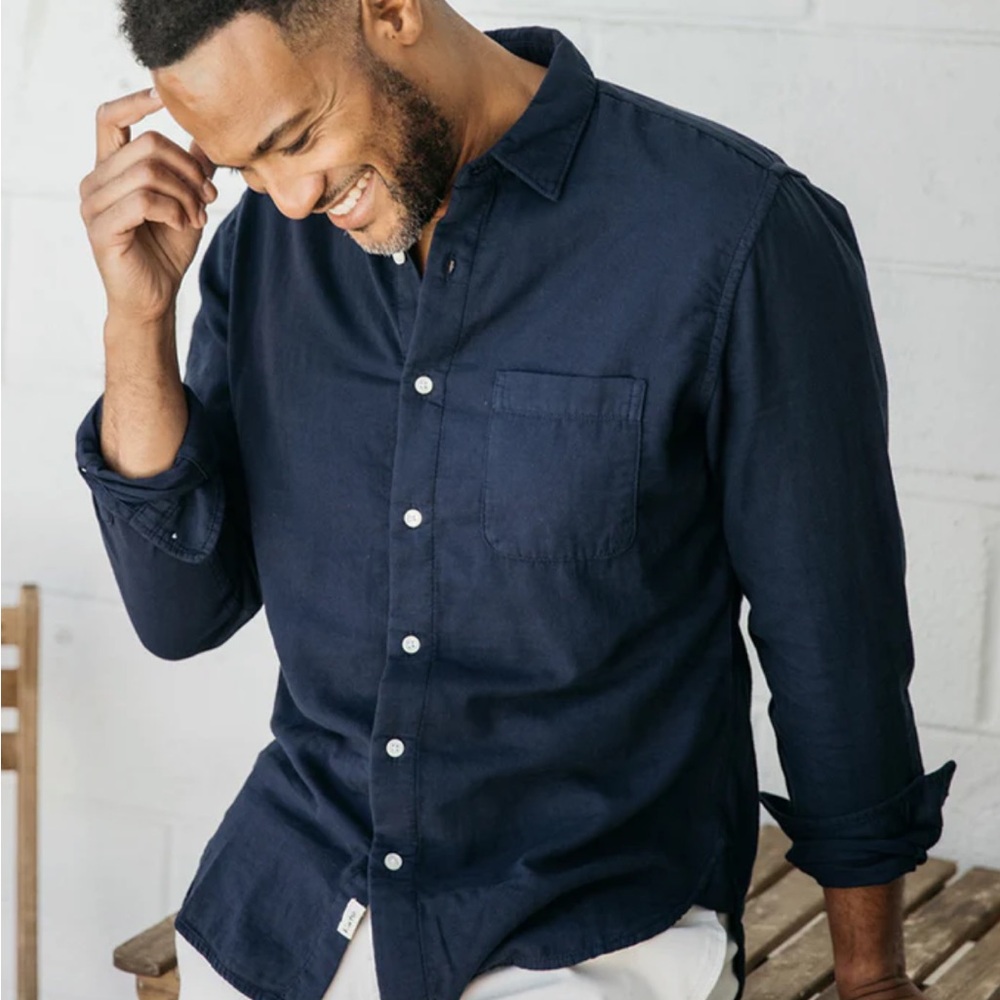 KATO “The Ripper” Double Gauze cotton shirt in Navy. Medium.